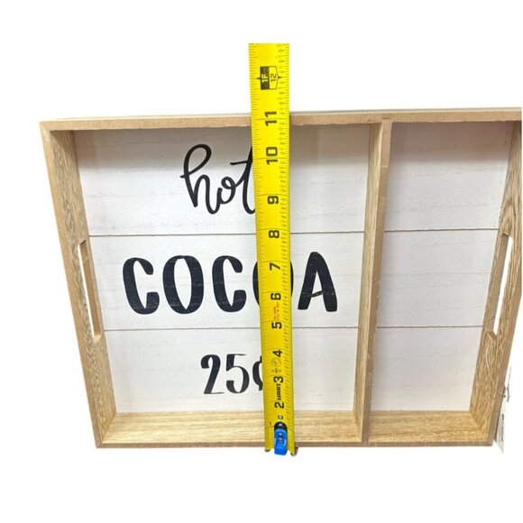 Hot Cocoa Wood Tray Rustic Farmhouse Kitchen Sign 14in Decorative Box Decor - Picture 11 of 16